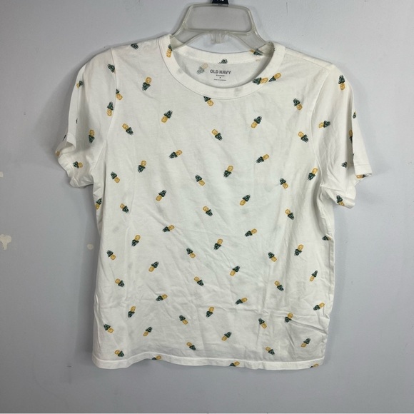 Old Navy Tops - Old Navy Size Small White Pineapple Print T-Shirt Short Sleeve EE6